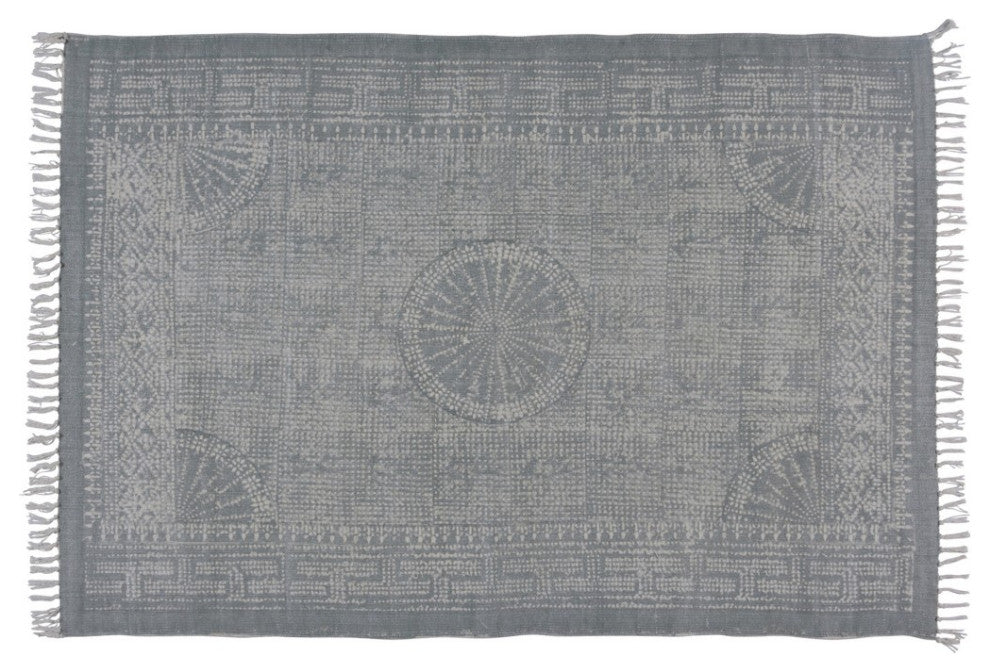 4" x 6" Sky Gray Distressed Medallion Area Rug