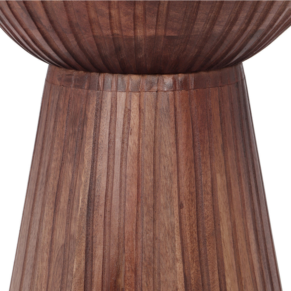 GDF Studio 21"H Drum-Shaped Mango Wood Round End Table, Honey