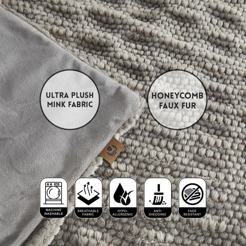 Inspired Home Harmonie Throw Extra Soft, Silk Touch, Acrylic 50"x60", Gray