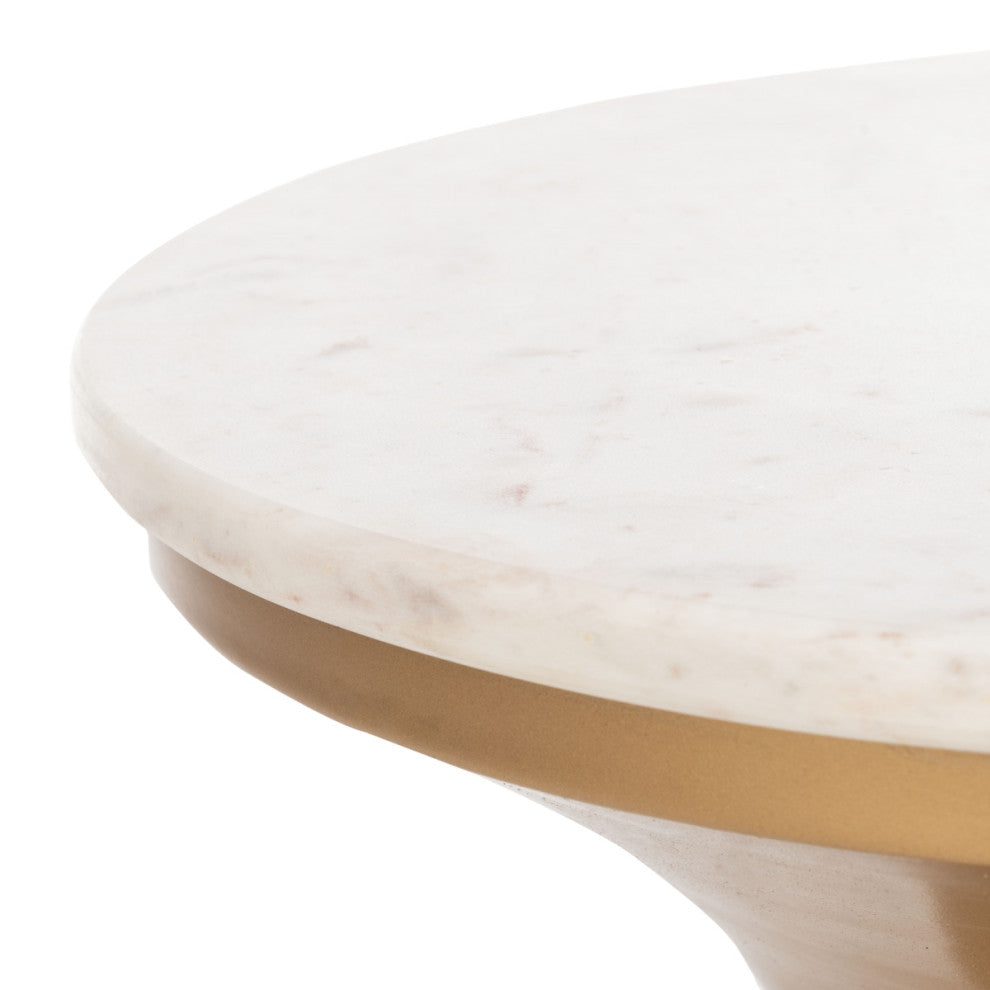 Safavieh Mila Pedestal End Table, White/Brass