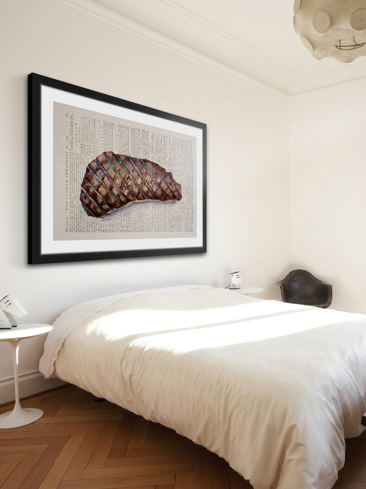 "Historical Steak" Framed Painting Print, 30"x20"