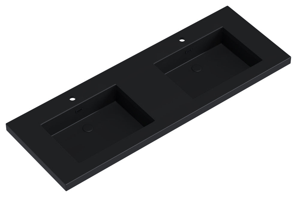 Dowell 22" FTB Resin Bathroom Vanity Basin, Black, 61wx22dx6h