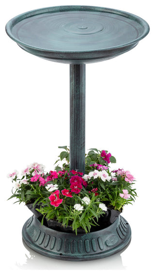 25" Tall Outdoor Birdbath with Planter Yard Statue
