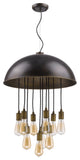 Keough 10-Light Oil-Rubbed Bronze Bowl Pendant With Raw Brass Sockets