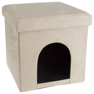 Tan Pet Ottoman- Collapsible Multipurpose Pet House by PETMAKER
