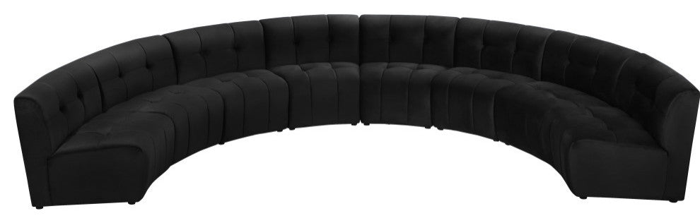 Limitless Velvet Upholstered 8-Piece Modular Sectional, Black