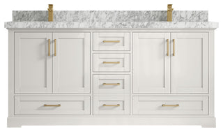 Boston 72" Double Sink Bath Vanity in Alabaster 2" Carrara Marble