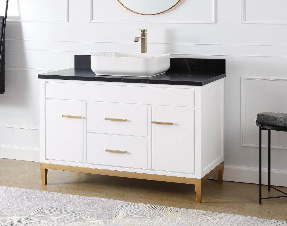 48" Tennant Brand Modern Style White  Beatrice Vessel Sink Bathroom Vanity