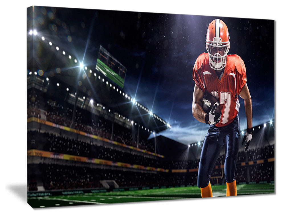 "American Footballer in Action on Stadium" Wall Art, 20"x12"