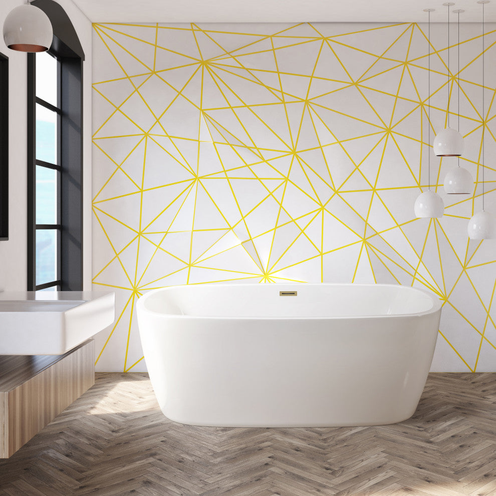 59" Streamline N780BBR Bathtub and Tray With Drain, Brushed Brass