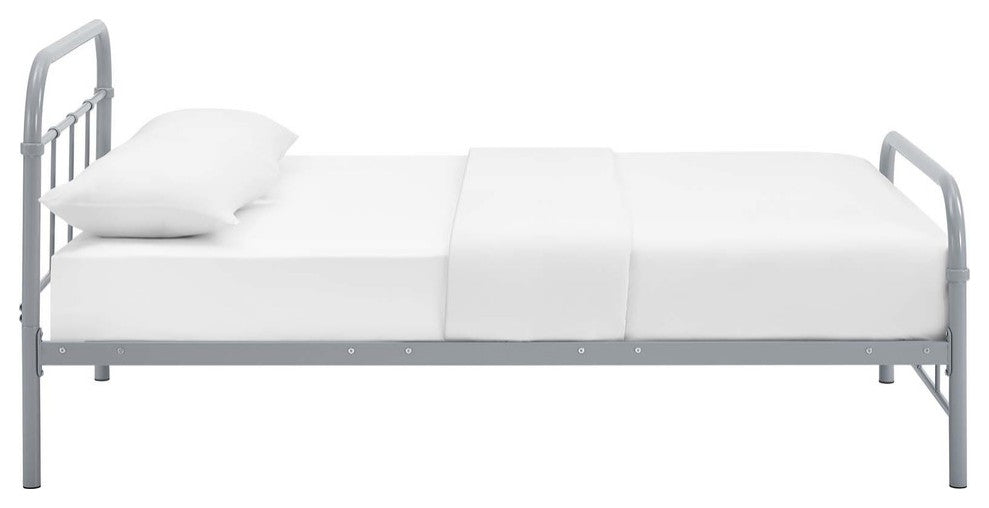 Modway Maisie Twin Stainless Steel Bed Frame, Gray