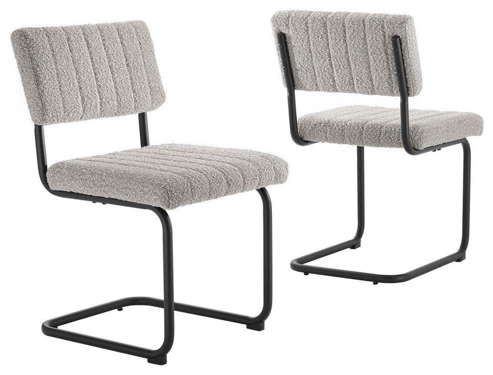 Parity Boucle Dining Side Chairs, Set of 2, Black Taupe