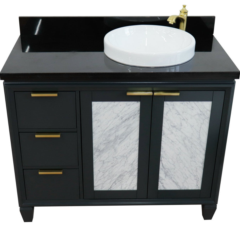 43" Single Vanity, Dark Gray Finish With Black Galaxy