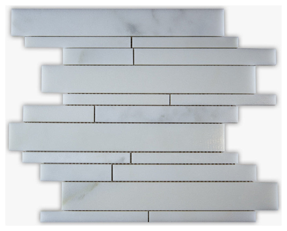 Calacatta Honed Slides Marble Mosaic