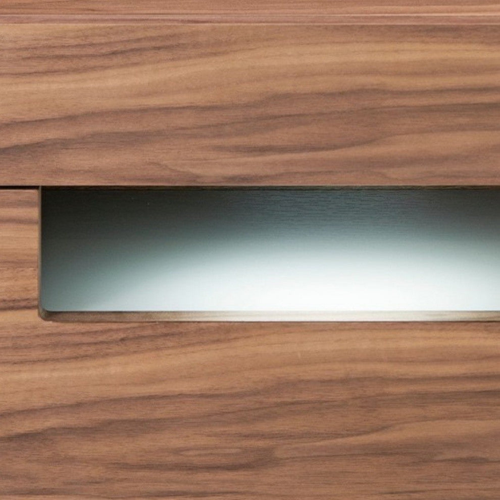 Dazzling contemporary LED Walnut Nightstand With Two Drawers