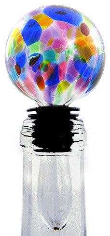 American Made Blown Glass Wine Stopper, Confetti