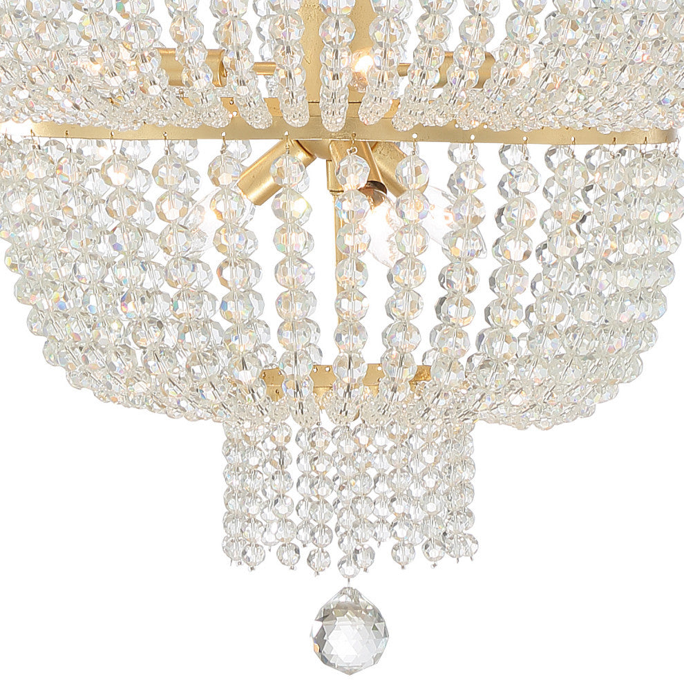 Rylee 12 Light Chandelier in Antique Gold with Hand Cut Faceted Beads