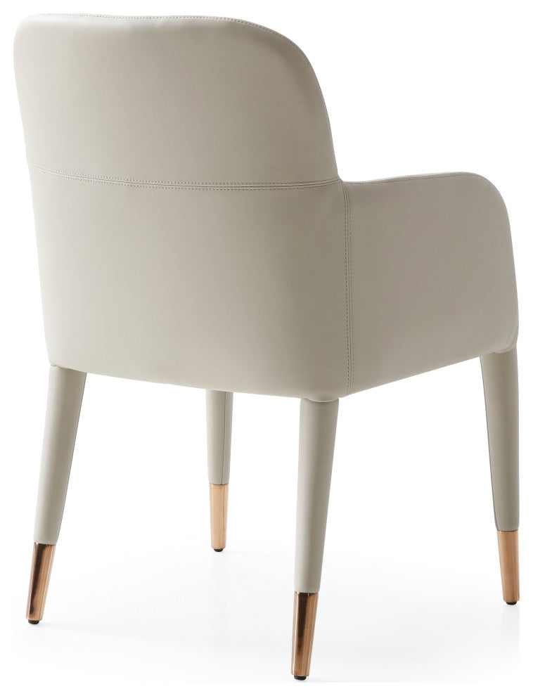 Modrest Cortina Modern Beige Eco-Leather Dining Arm Chair
