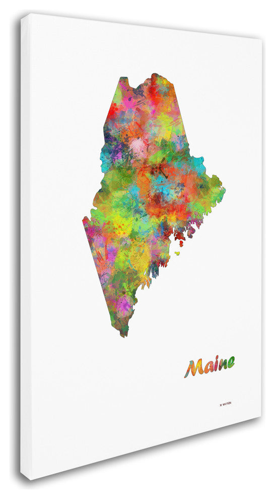 Marlene Watson 'Maine State Map-1' Canvas Art, 16"x24"
