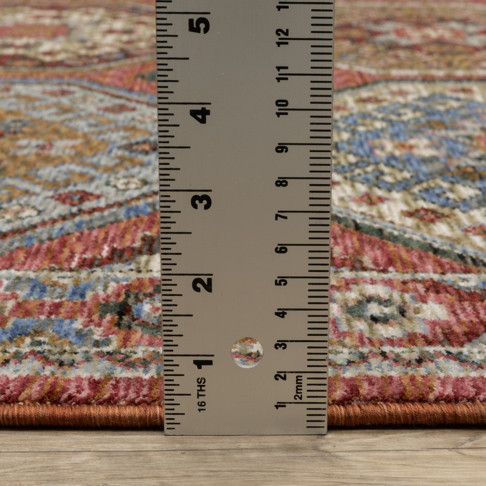 Hanford Panel Medallion Pink/Red Fringe Edge Area Rug Runner