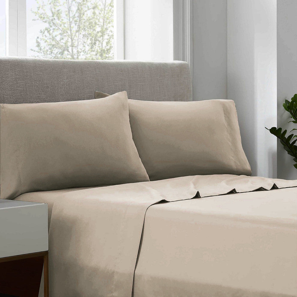 Linum Home Textiles 100% Cotton 400 TC Solid Sateen Sheet Set