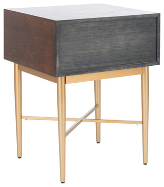 Safavieh Pierre One Drawer Nightstand, Walnut/Gold