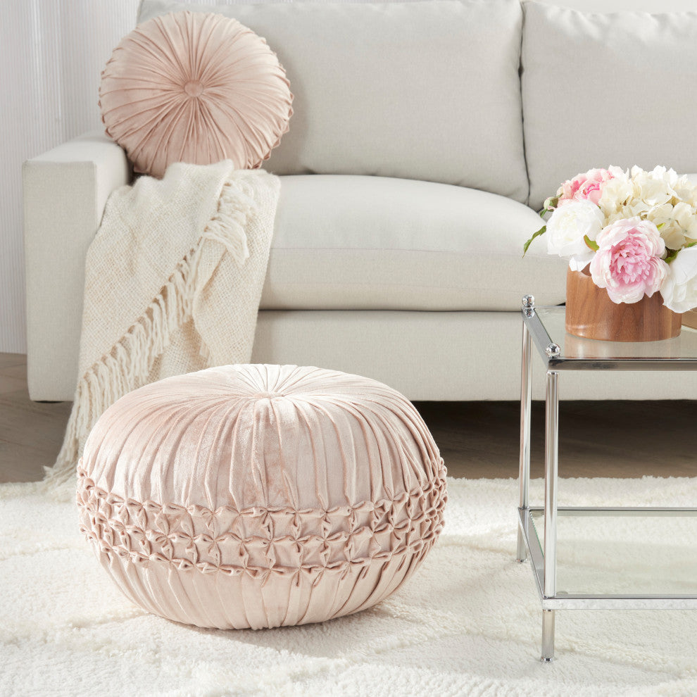 Mina Victory RC833 Pouf, Blush, 20" x 20" x 12"