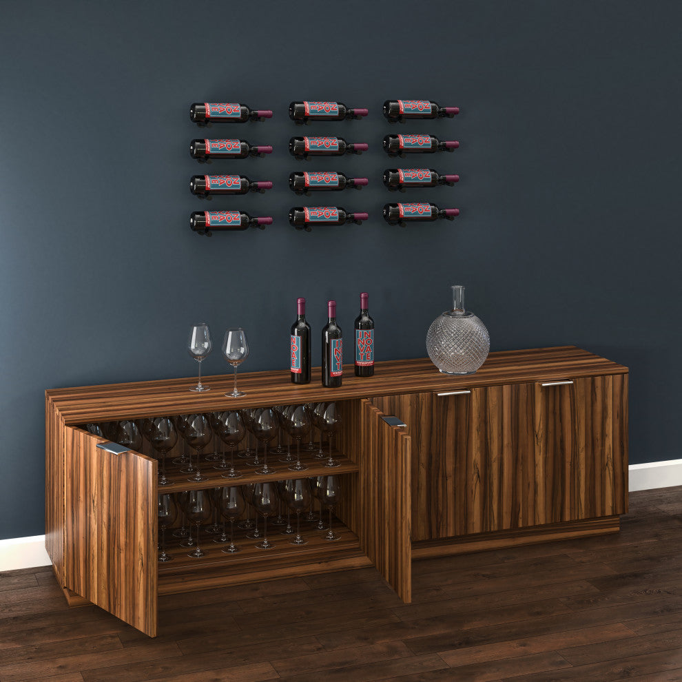 Vino Pins 12 Bottle Wall Mounted Wine Rack Kit, Acrylic, Single Depth (12 Bottles)