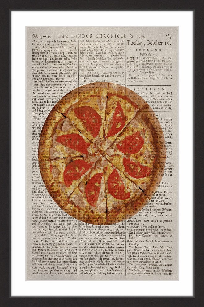 "Salami Pizza" Framed Painting Print, 12"x18"