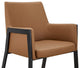 Modrest Leshay Modern Dark Camel Vegan Leather, Black Metal Dining Chair
