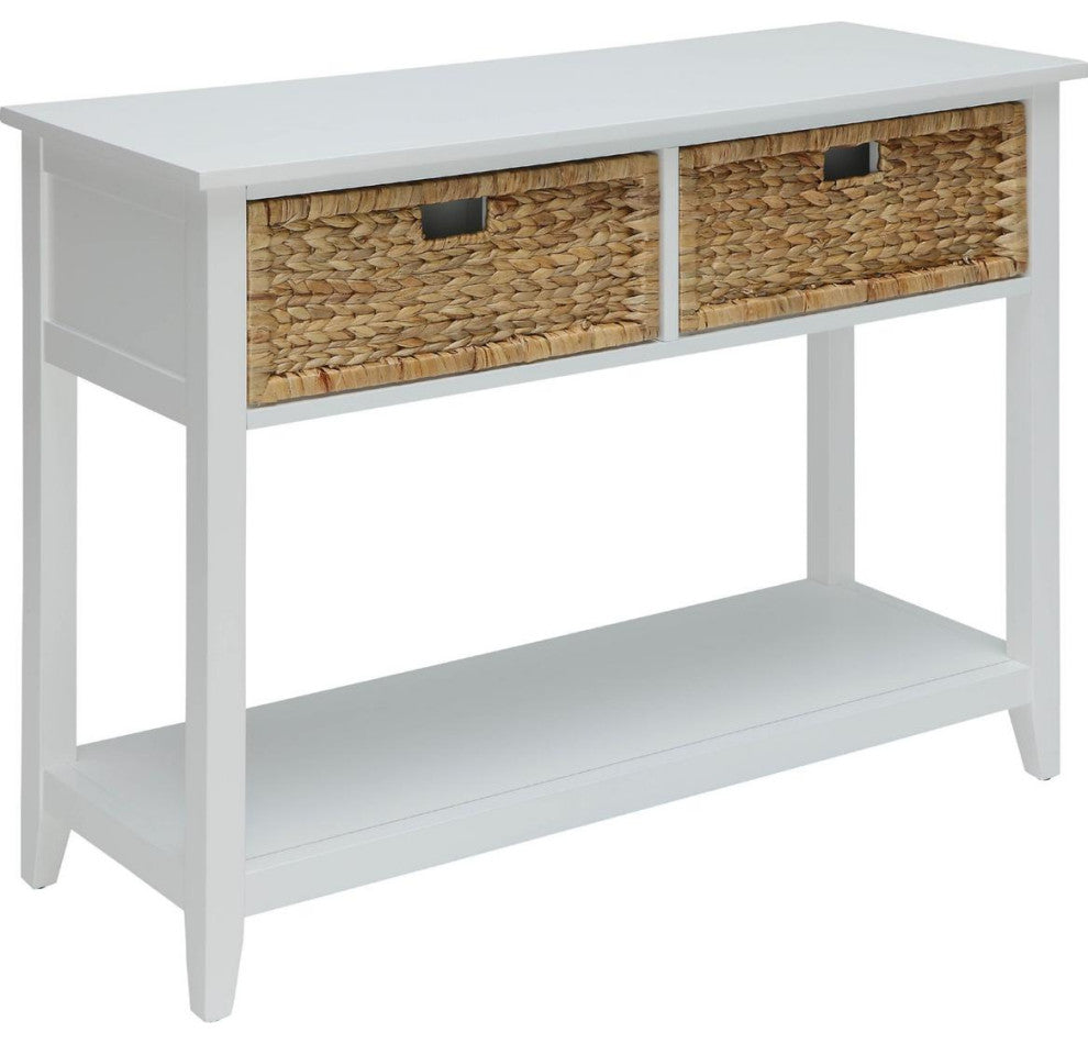 44"x16"x28" White Solid Wood Leg Console Table