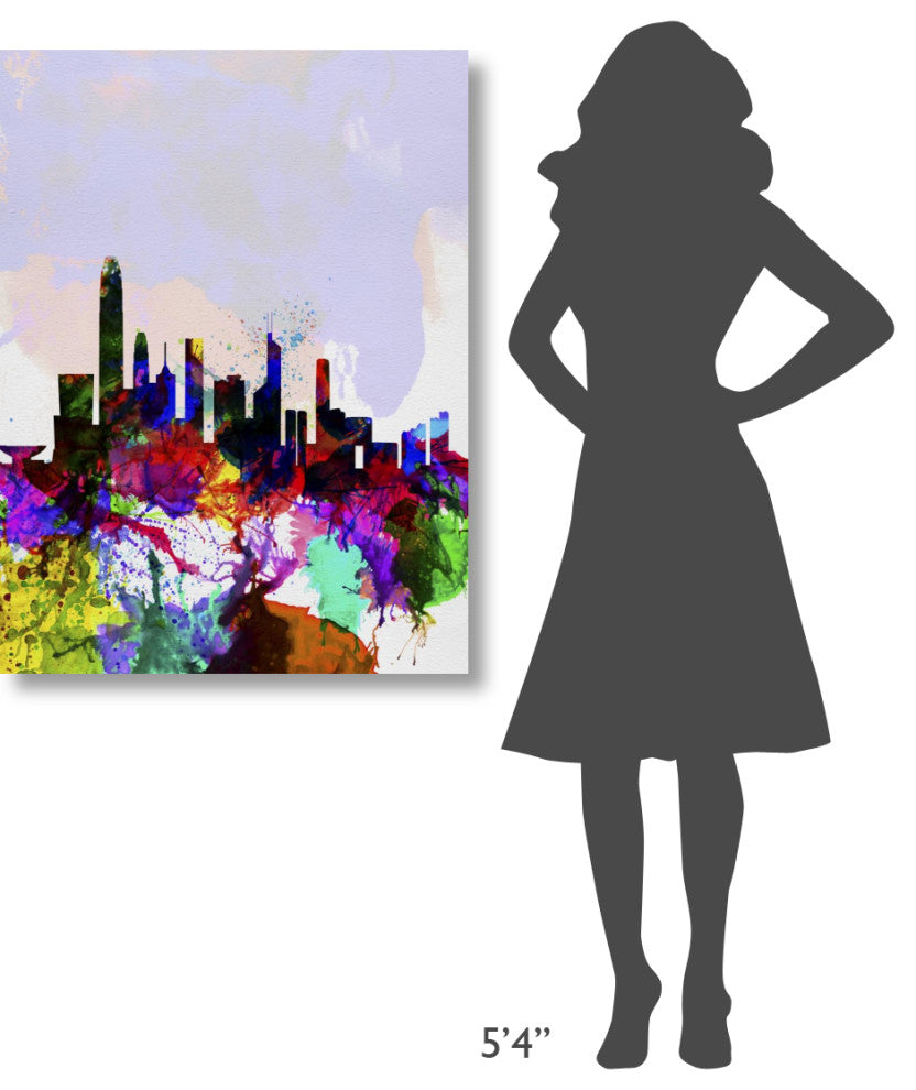 "Hong Kong Watercolor Skyline" Fine Art Print