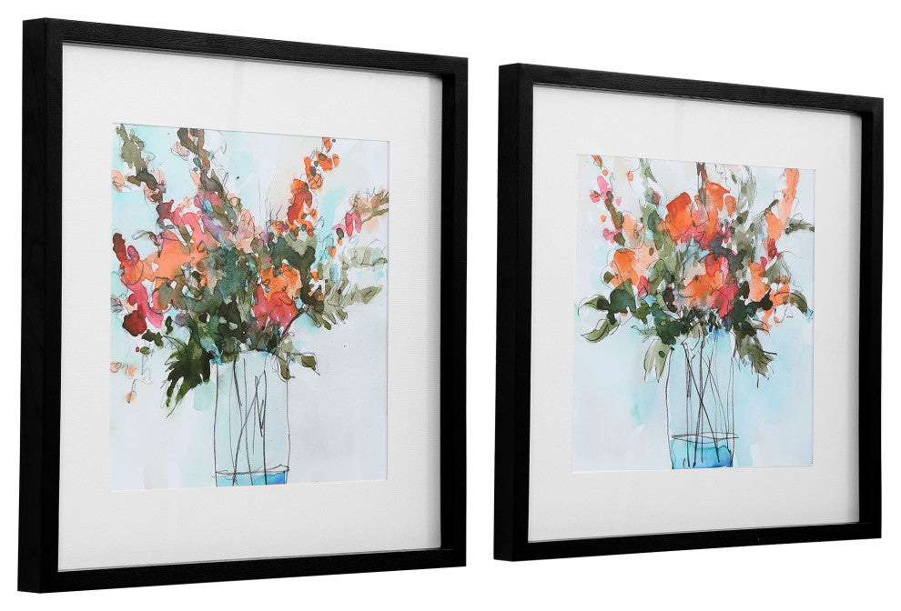 Uttermost 2-Piece Fresh Flowers Watercolor Print Set