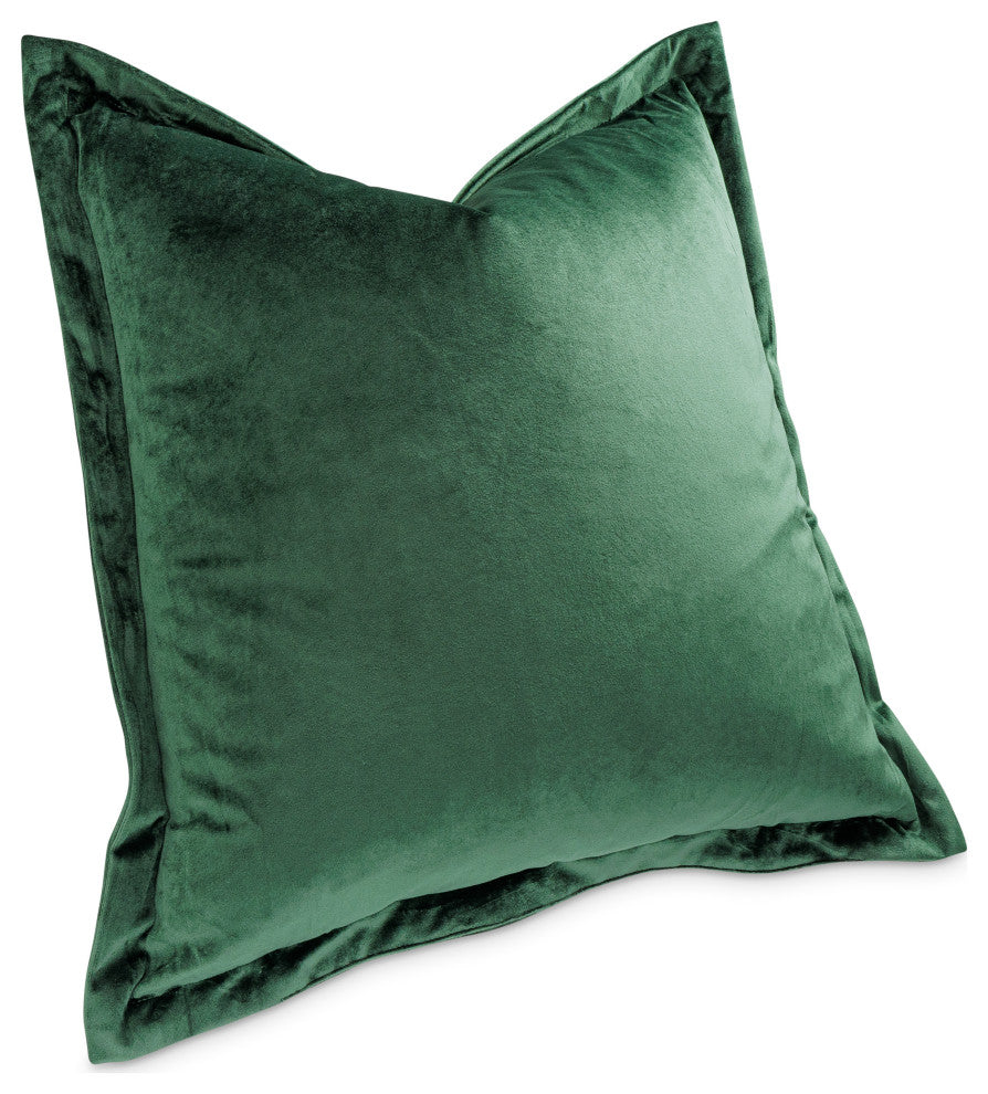 Conner 20" Velvet Throw Pillow, Set of 2, Forest Green