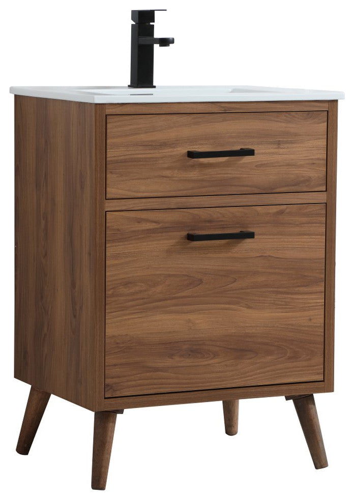 Beatrice 24" Bathroom Vanity, Walnut Brown
