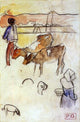 Paul Gauguin Bretons and Cows , 18"x27" Wall Decal Print