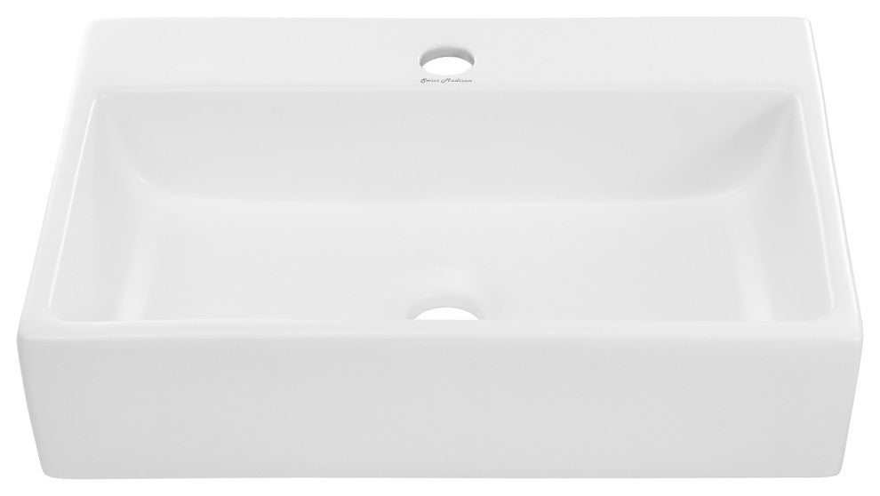 Claire 20" Rectangle Ceramic Vessel Sink, Matte White