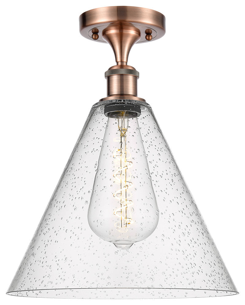 Innovations 516-1C-AC-GBC-124 1 Light Semi-Flush Mount, Antique Copper