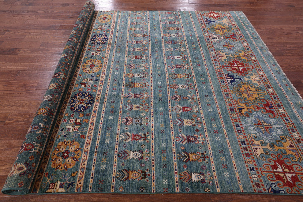 7' 11" X 11' 2" Khorjin Super Kazak Hand Knotted Rug Q10751