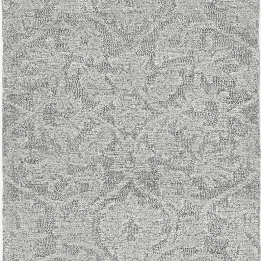 8'X11' Grey Hand Tufted Space Dyed Ogee Indoor Area Rug