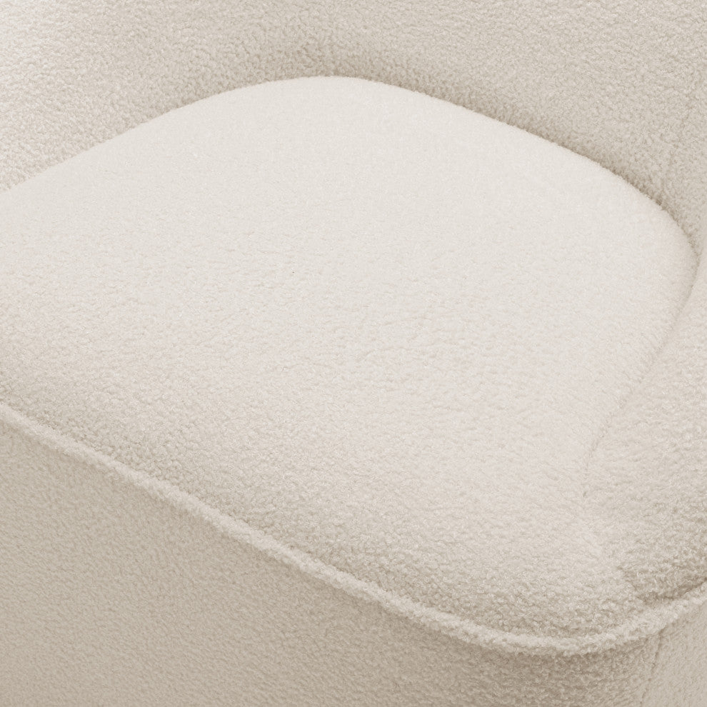 Andria Boucle Swivel Chair, Milky White