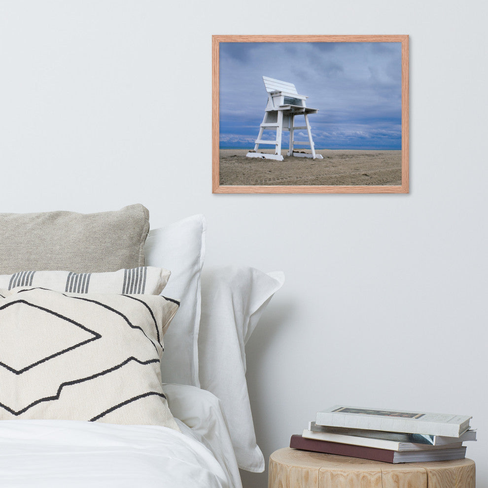 Approaching Storm Landscape Photo Paper Coastal Art Framed Wall Art Print, Red Oak, 16" X 20"