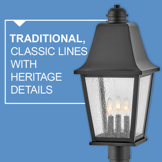 Hinkley Kingston Large Post Top Or Pier Mount Lantern, Black