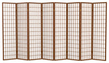 6' Tall Window Pane Shoji Screen, Walnut, 8 Panels