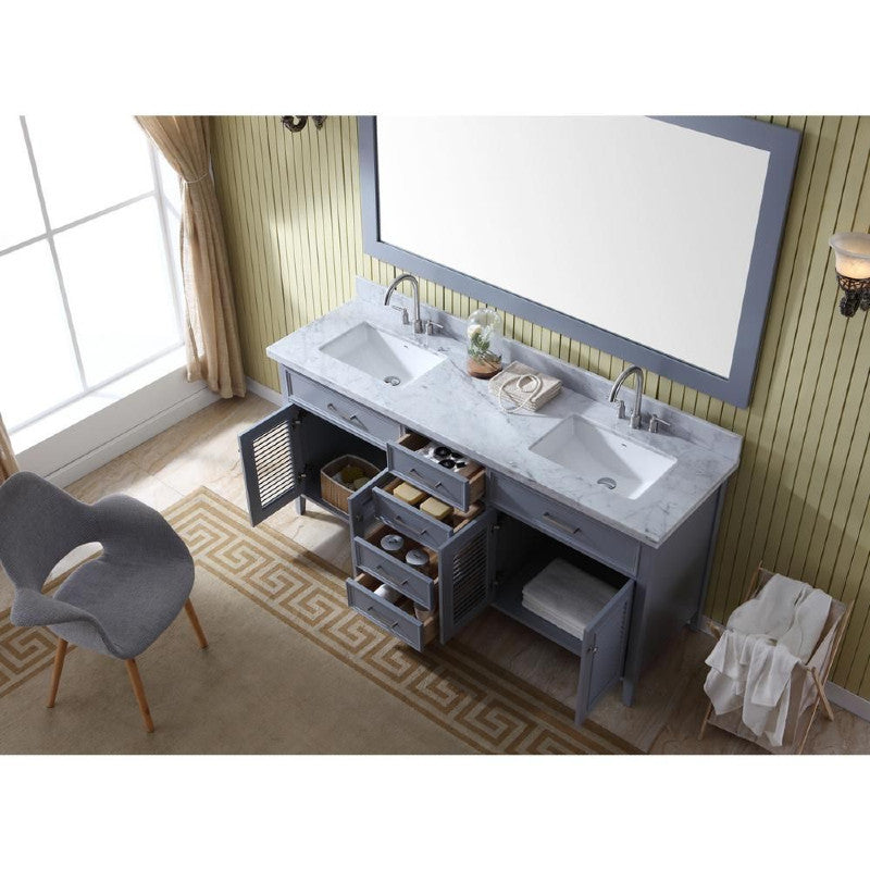 Ariel Kensington 73" Traditional Double Sink Vanity Set II, Gray
