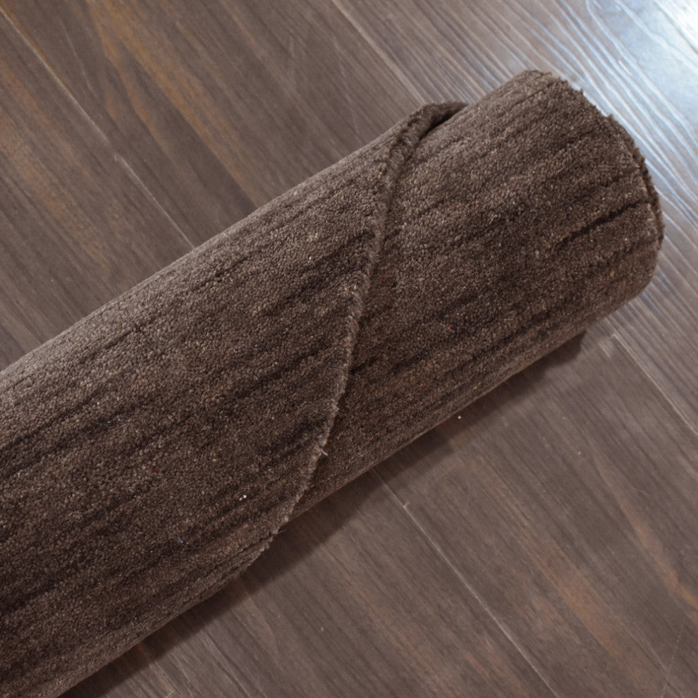 HAND KNOTTED LOOM WOOL ECO-FRIENDLY AREA RUGS, Brown, Solid Design, [Octagon] 6'x6'