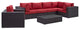 Espresso Red Convene 7-Piece Outdoor Patio Sectional Set