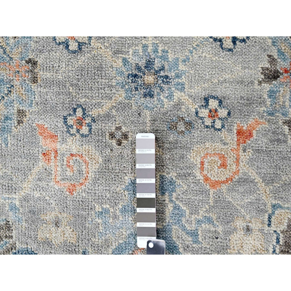 Harbor Gray Hand Knotted Supple Oushak Wool Oversized Rug, 12'x17'9"