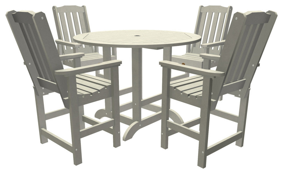 Springville 5-Piece Round Counter Dining Set, Weathered Acorn, Harbor Gray