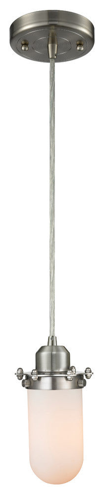 Centri 1-Light Mini Pendant, Brushed Satin Nickel, Matte White